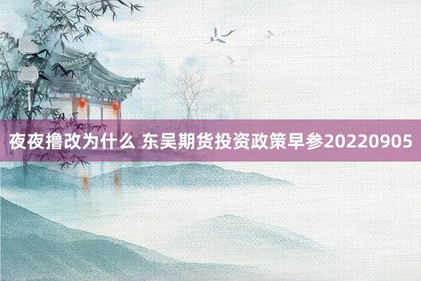 夜夜撸改为什么 东吴期货投资政策早参20220905