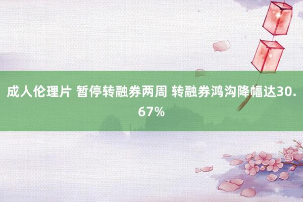 成人伦理片 暂停转融券两周 转融券鸿沟降幅达30.67%