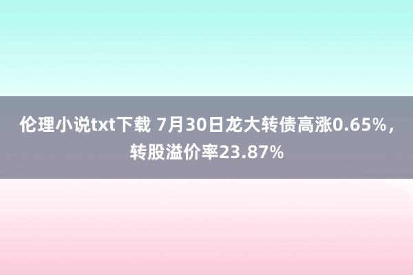 伦理小说txt下载 7月30日龙大转债高涨0.65%，转股溢价率23.87%