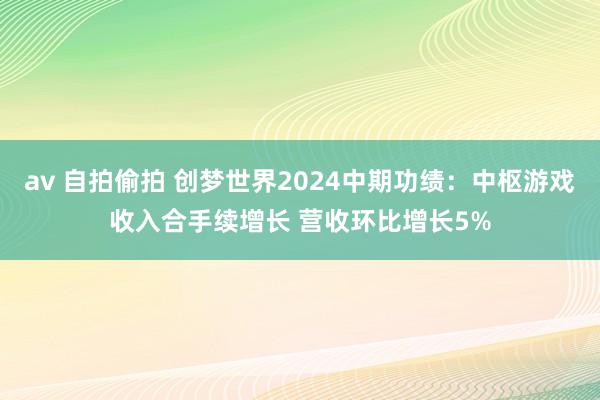 av 自拍偷拍 创梦世界2024中期功绩：中枢游戏收入合手续增长 营收环比增长5%