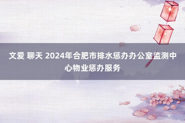 文爱 聊天 2024年合肥市排水惩办办公室监测中心物业惩办服务